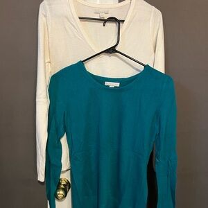 New York and Company Women's Teal and Cream Tops